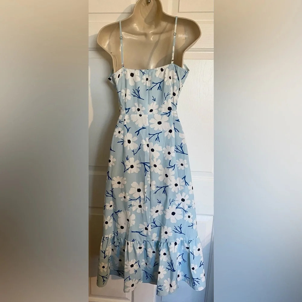 Sugar + Lips V-neck Ruffle Spaghetti Strap Floral Print Wrap Dress Medium Nwot - Picture 3 of 4